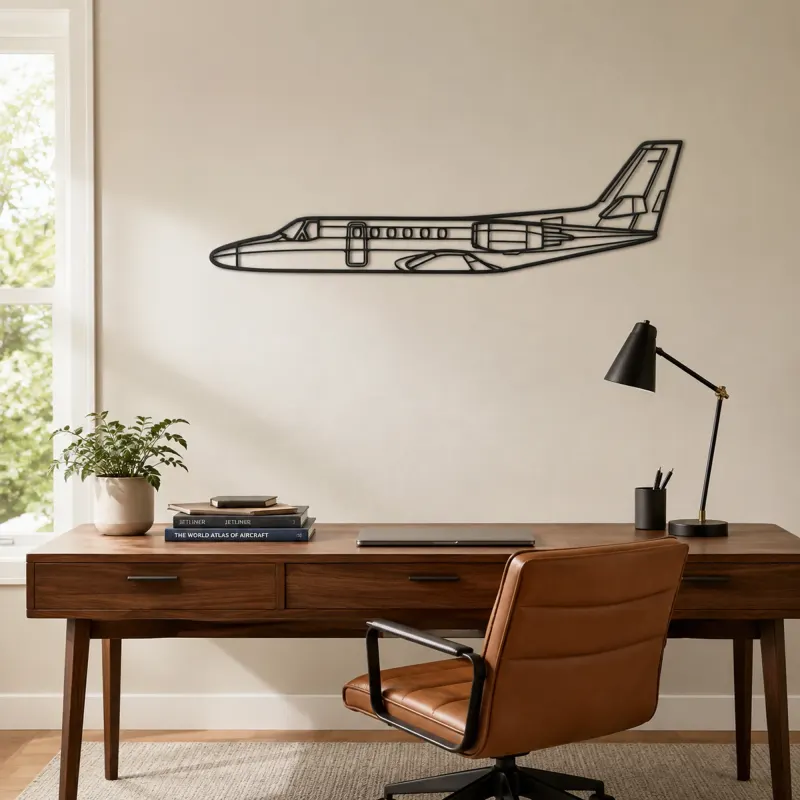 Citation II Airplane Silhouette Metal Wall Art, Metal Aircraft Silhouette, Aviation Wall Decor, Aviator Decor - lifestyle view 4