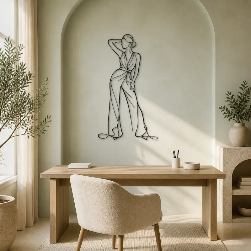 Elegant Jumpsuit Pose Metal Wall Art | Fashion Figure Wall Decor - lifestyle view 4