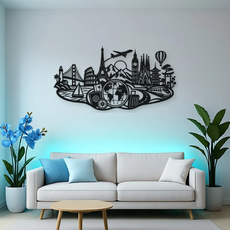 Passport Journey Symbol Metal Wall Art | Travel and City Wall Decor