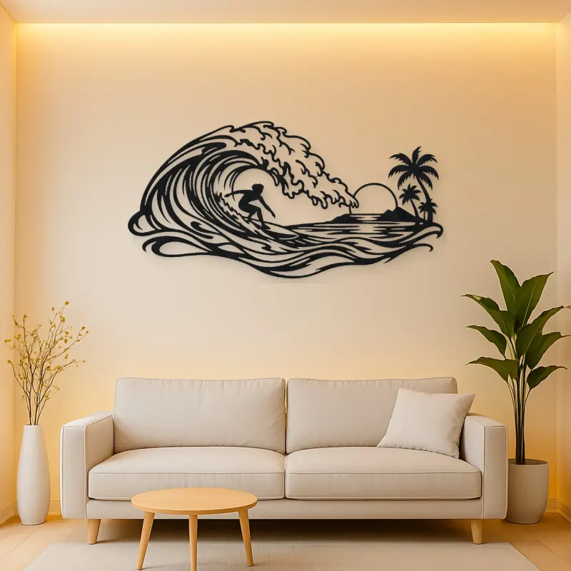 Surfer on the Curl Metal Wall Art | Coastal and Nautical Wall Decor