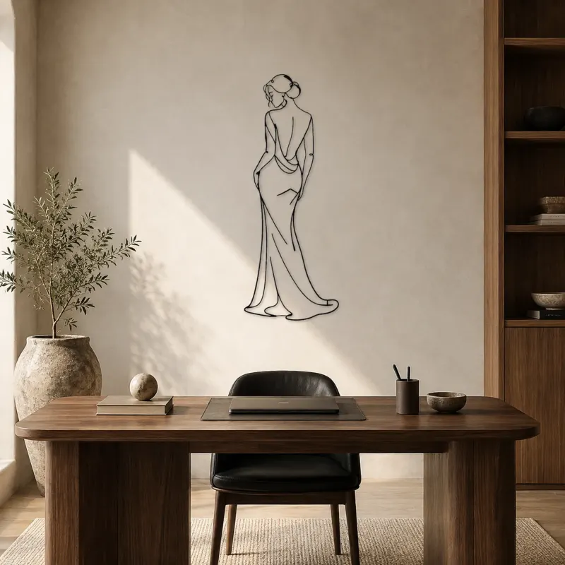 Graceful over Shoulder Metal Wall Art | Fashion Figure Wall Decor - lifestyle view 3