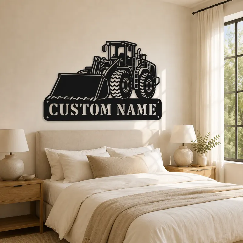 Personalized Large Wheel Loader Front Bucket Metal Wall Art - lifestyle view 2