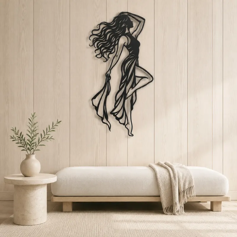 Confident Side Profile Metal Wall Art | Minimalist Woman Line Art - lifestyle view 5