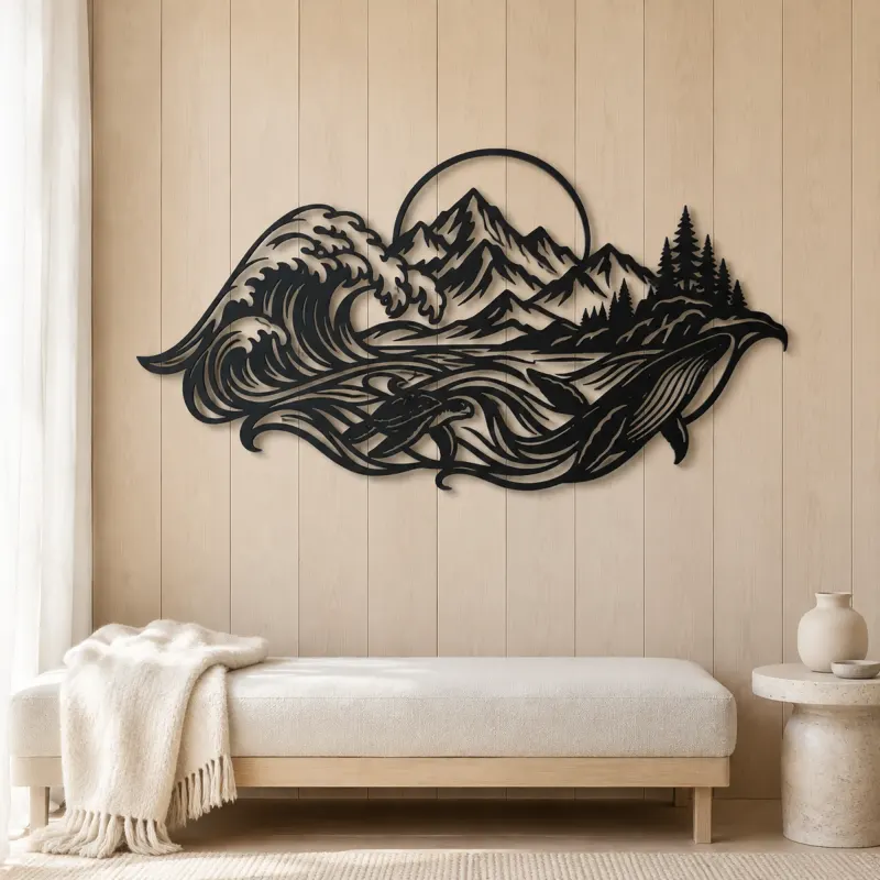 Ocean Mountain Fusion Metal Wall Art | Coastal and Nautical Wall Decor - lifestyle view 5
