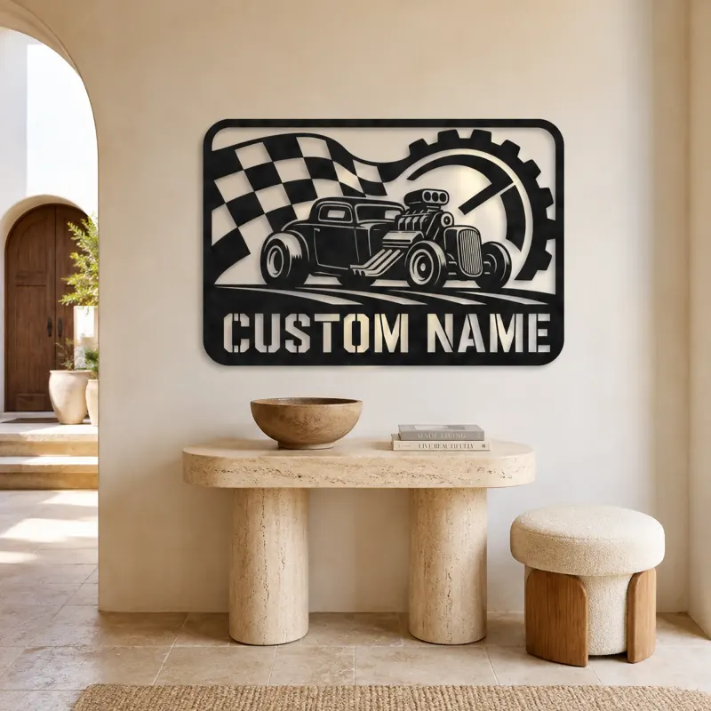 Personalized Hot Rod Racing Metal Wall Art - lifestyle view 3