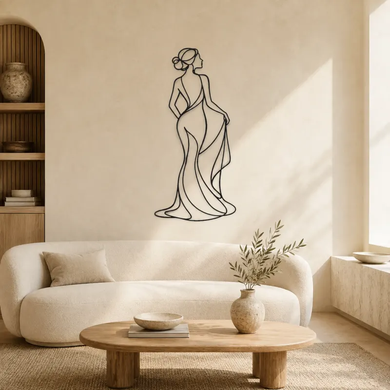 Cartel de metal con drapeado | Decoración mural de figura femenina