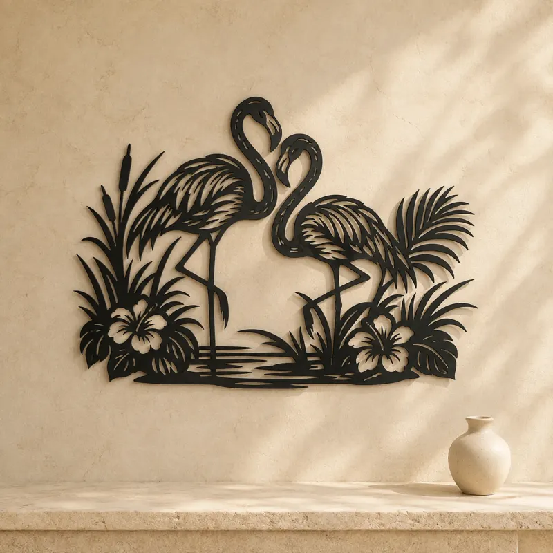 Flamingo Pair Metal Wall Art | Wildlife Silhouette Decor - lifestyle view 3