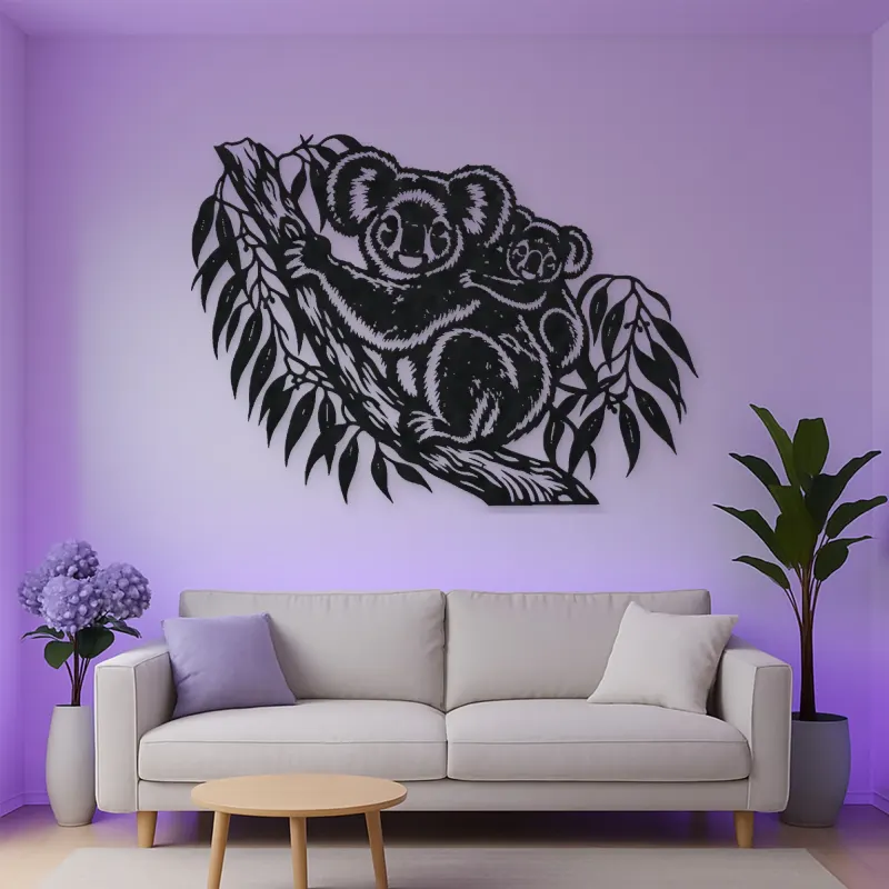 Koala Eucalyptus Metal Wall Art | Wildlife Silhouette Decor