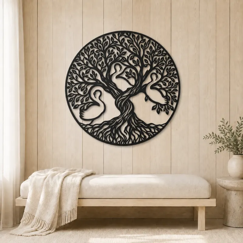 Two Trees Embrace Metal Wall Art | Botanical Metal Wall Decor - lifestyle view 5