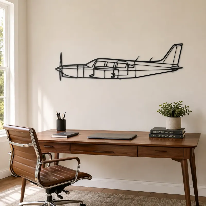 PA-32R-301T Airplane Silhouette Metal Wall Art, Metal Aircraft Silhouette, Aviation Wall Decor, Aviator Decor - lifestyle view 4