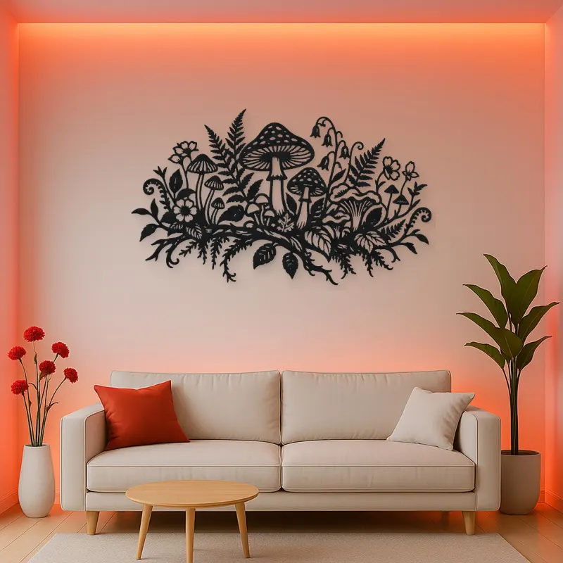 Mushroom Woodland Garden Metal Wall Art | Botanical Metal Wall Decor