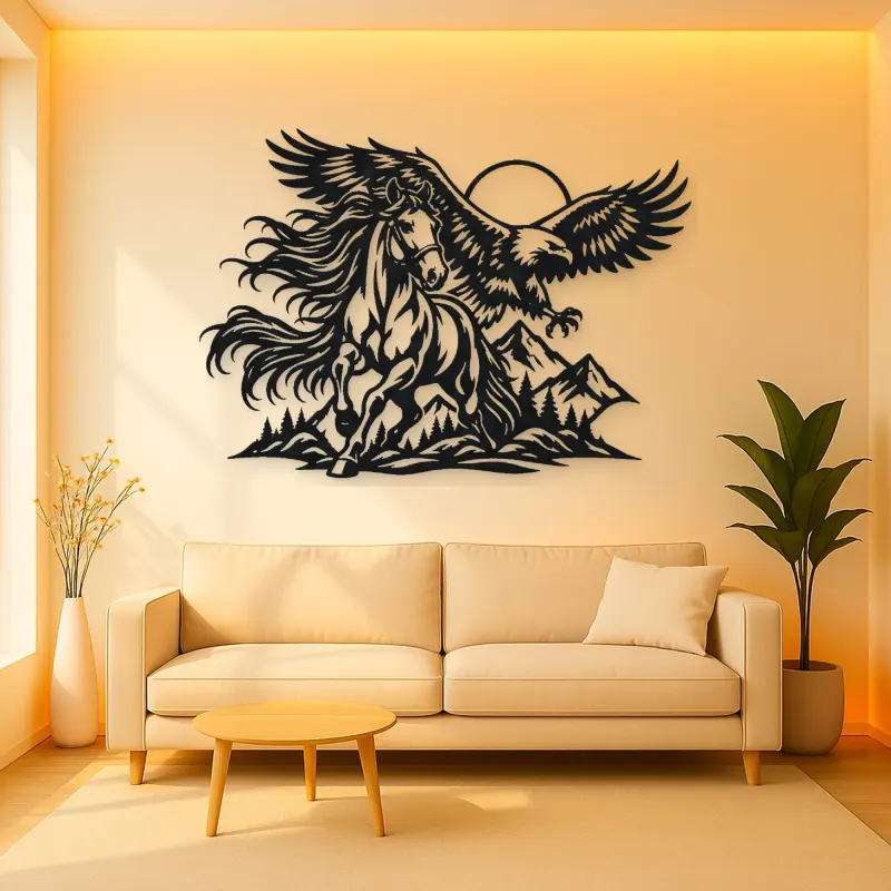 Horse and Eagle Metal Wall Art | Equestrian Wall Decor