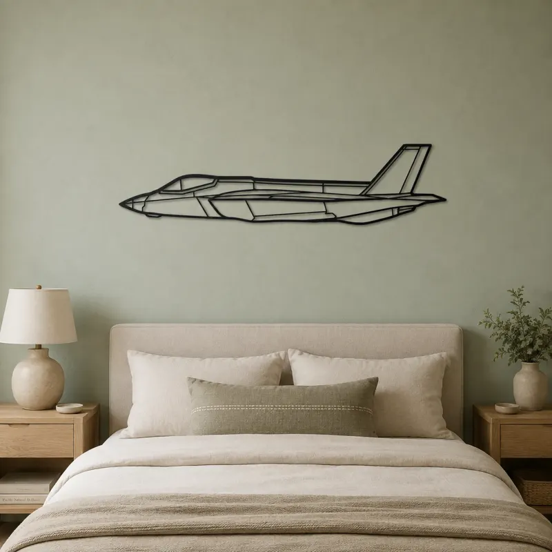 F35C Lightning lI Airplane Silhouette Metal Wall Art, Metal Aircraft Silhouette, Aviation Wall Decor, Aviator Decor - lifestyle view 2