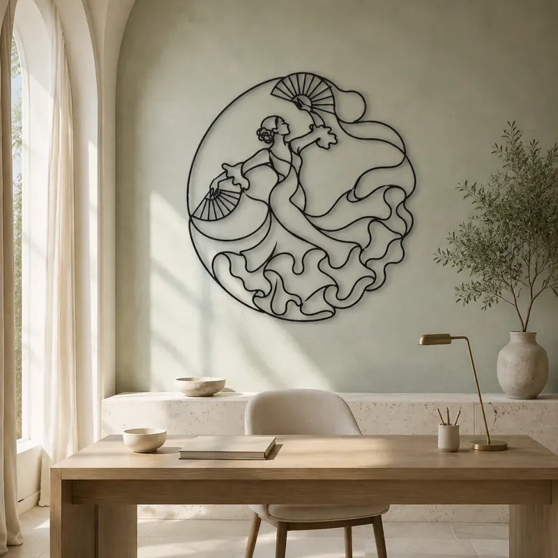 Sevillana Fan Dance Metal Wall Art | Dance Silhouette Wall Decor - lifestyle view 4