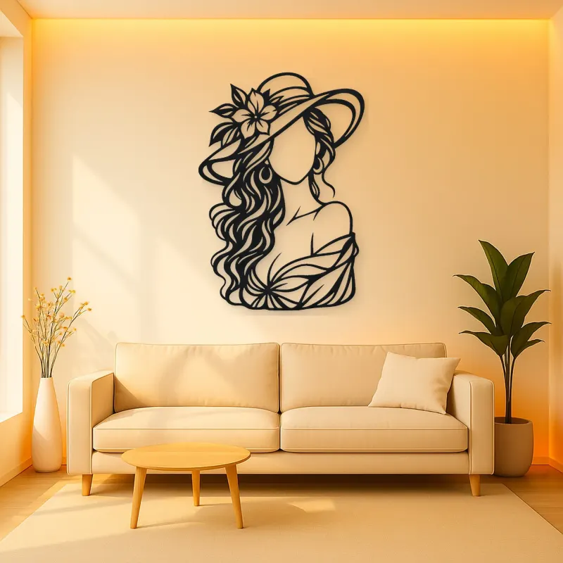 Faceless Fashion Muse Metal Wall Art | Minimalist Woman Line Art