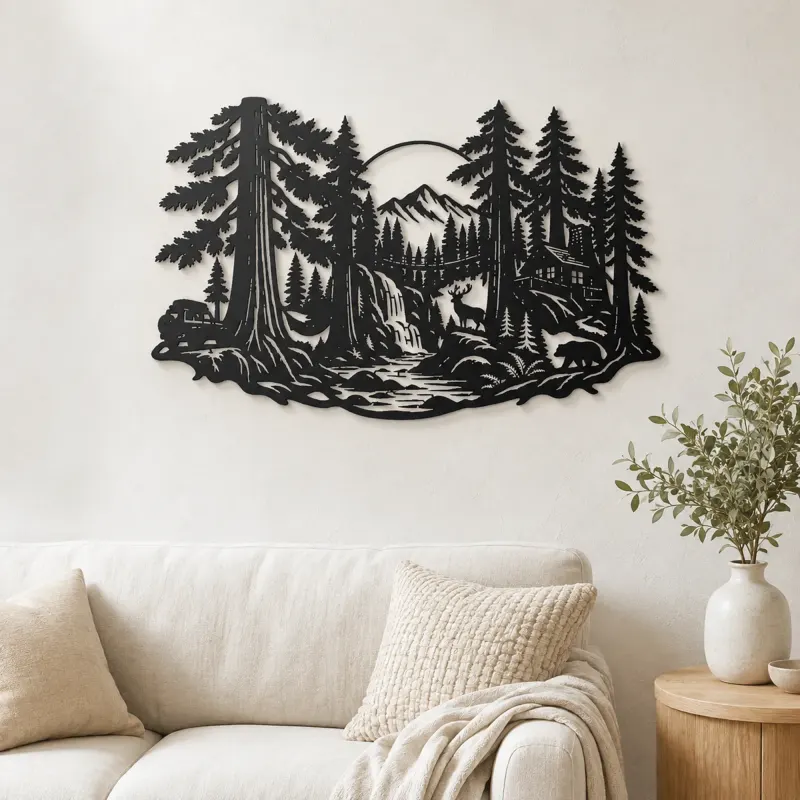 Décoration murale en métal Canopée de Séquoia | Silhouette de nature