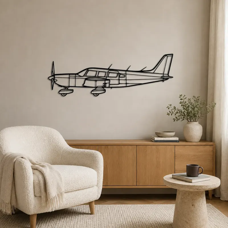 Saratoga PA-32 Airplane Silhouette Metal Wall Art, Metal Aircraft Silhouette, Aviation Wall Decor, Aviator Decor - lifestyle view 5