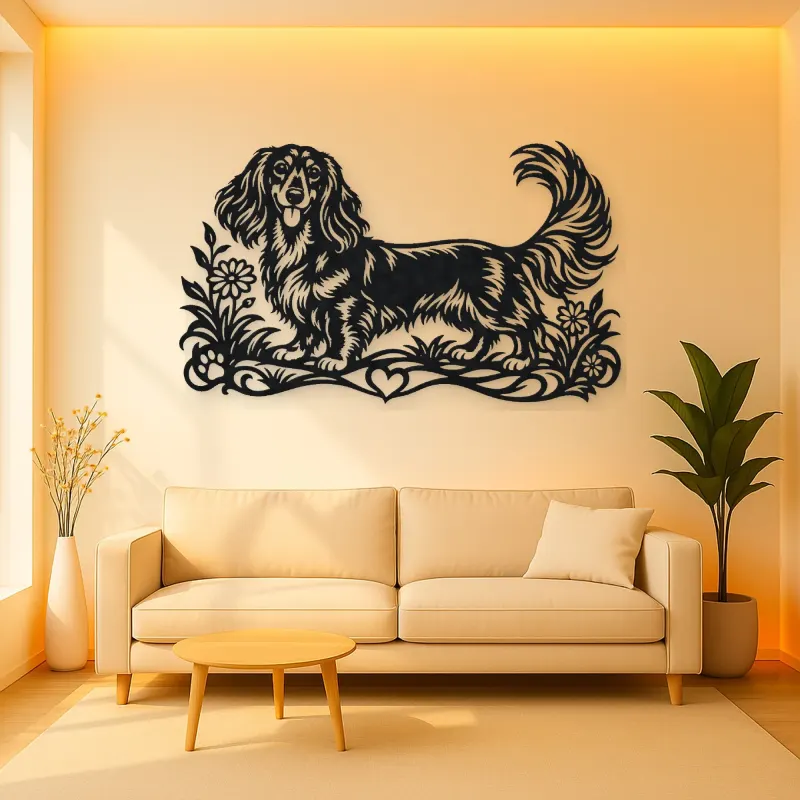 Dachshund Long Line Metal Wall Art | Pet Lover Silhouette Decor