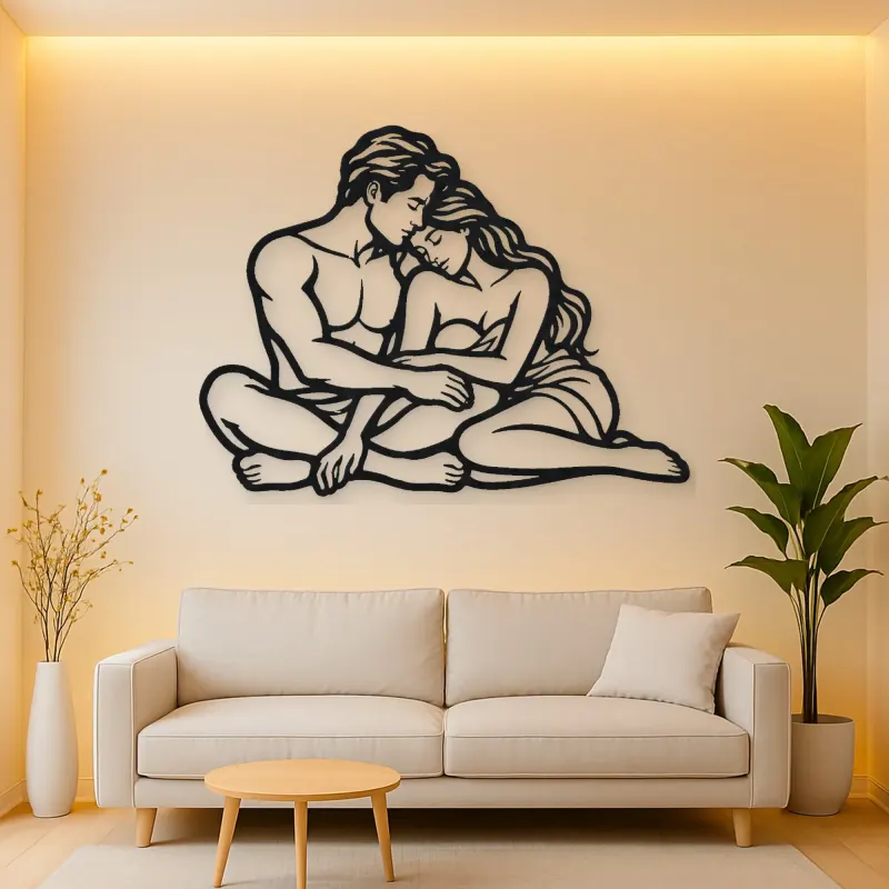 Quiet Night Cuddle Metal Wall Art | Romantic Couple Decor