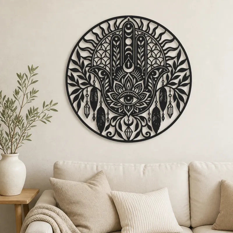 Cartel de metal de mano de protección | Decoración boho espiritual