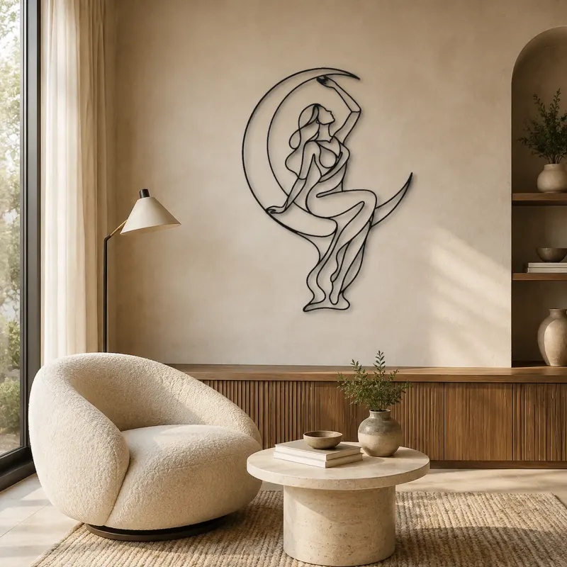 Moon Arc Muse Metal Wall Art | Celestial Woman Wall Decor - lifestyle view 5
