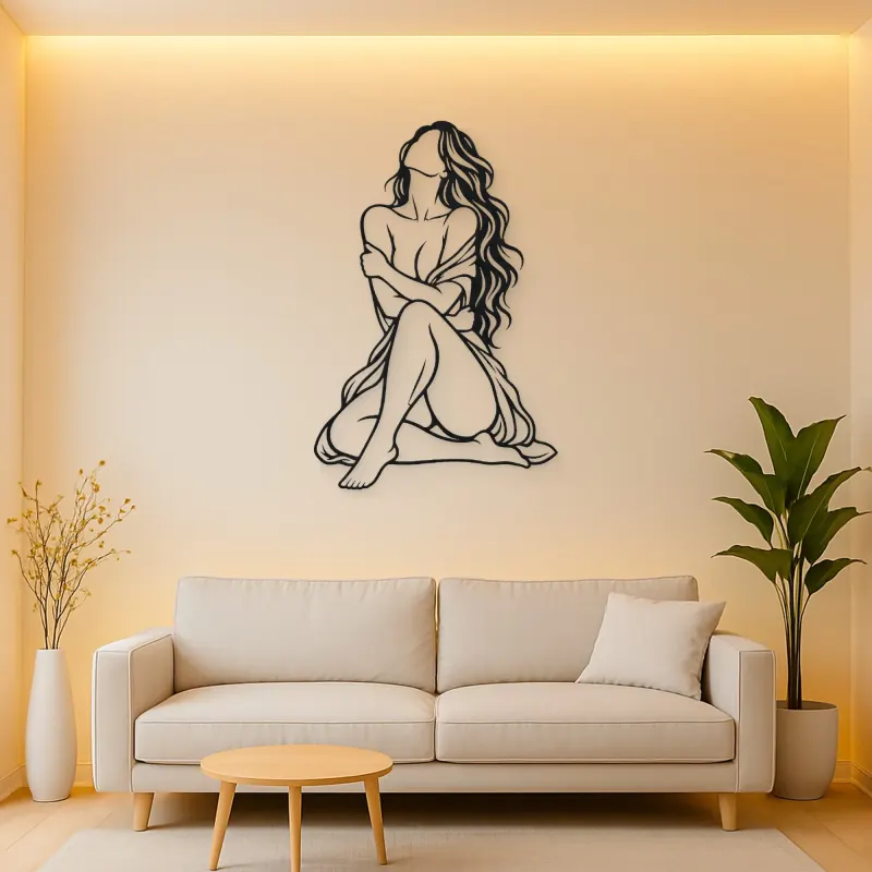 Quiet Self Love Metal Wall Art | Minimalist Woman Line Art
