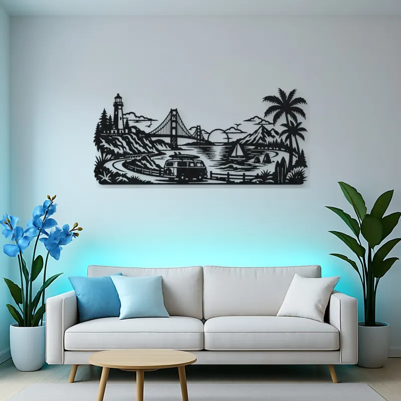 Van Life Coast Metal Wall Art | Travel and City Wall Decor