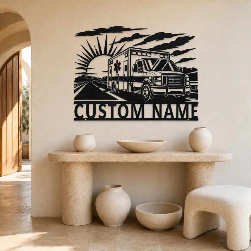 Personalized Sunrise Ambulance Highway Metal Wall Art - lifestyle view 3