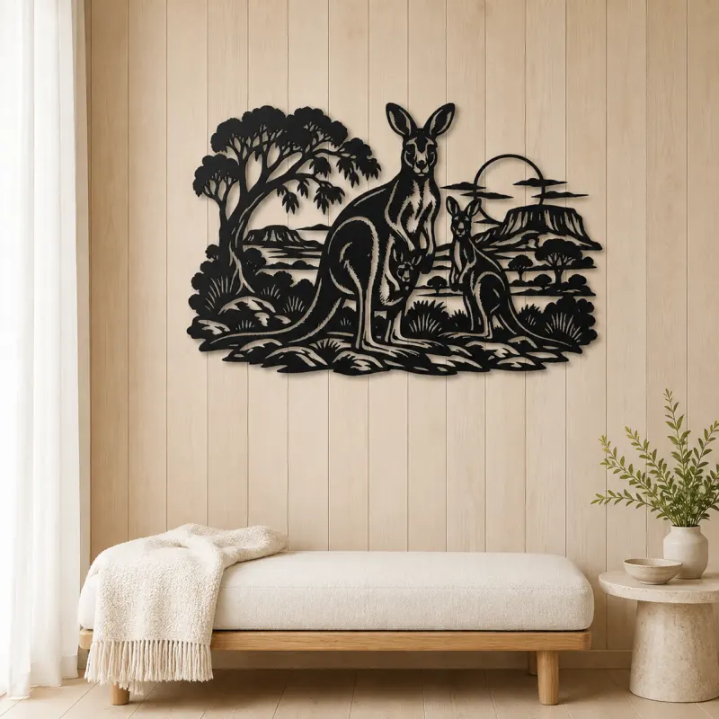 Kangaroo Outback Metal Wall Art | Wildlife Silhouette Decor - lifestyle view 5