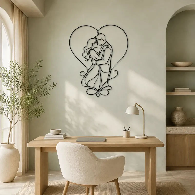 Heart Frame Lovers Metal Wall Art | Romantic Couple Decor - lifestyle view 4