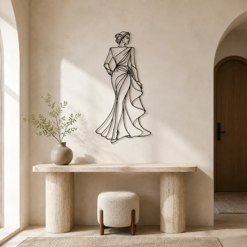 Runway Gown Pose Metal Wall Art | Fashion Figure Wall Decor - lifestyle view 3