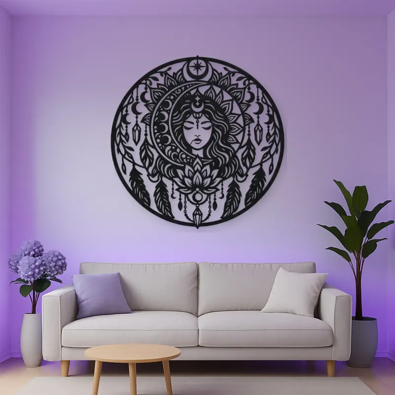 Mandala Moon Metal Wall Art | Spiritual Boho Metal Decor
