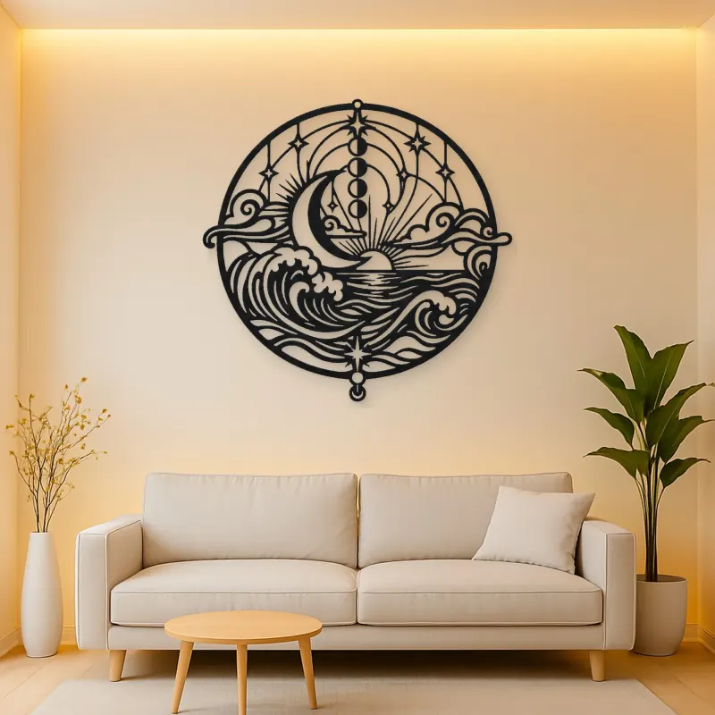 Moon and Ocean Metal Wall Art | Coastal and Nautical Wall Decor