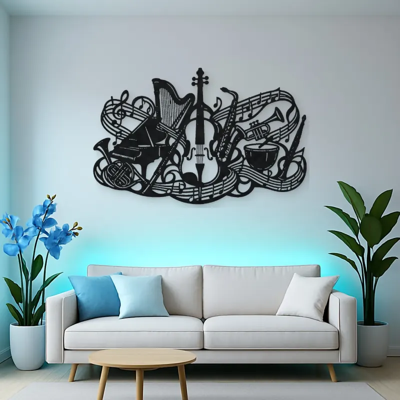 Orchestra Instrument Fusion Metal Wall Art | Music Room Wall Decor