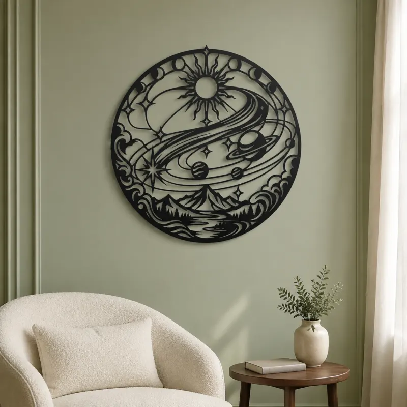 Comet Trail Curve Metal Wall Art | Nature Silhouette Decor - lifestyle view 2