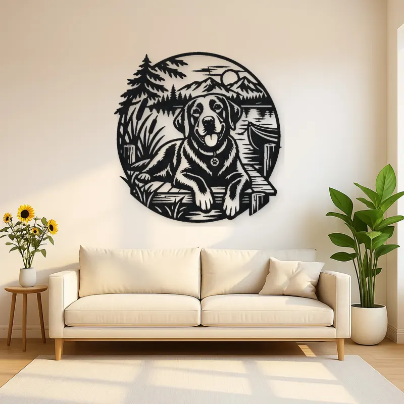 Labrador Lakeside Metal Wall Art | Pet Lover Silhouette Decor