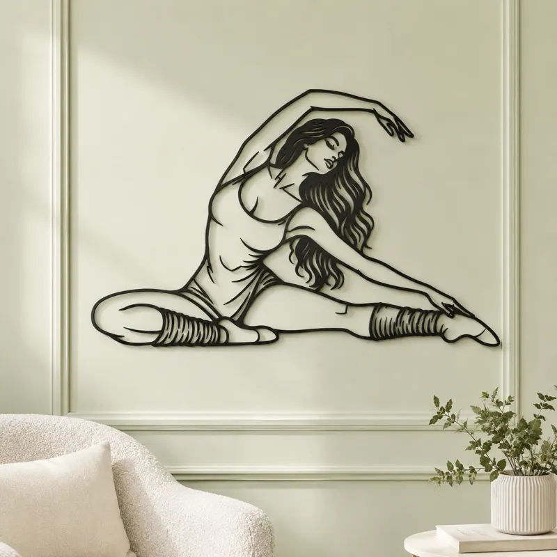 Floor Stretch Muse Metal Wall Art | Movement Silhouette Decor - lifestyle view 2