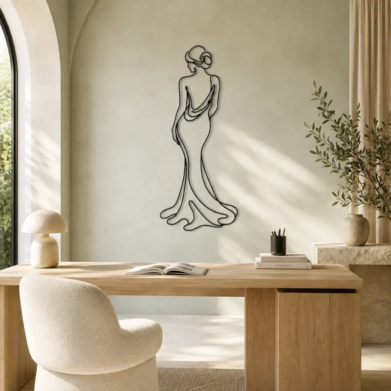 Turned Back Portrait Metal Wall Art | Feminine Figure Wall Decor - lifestyle view 4