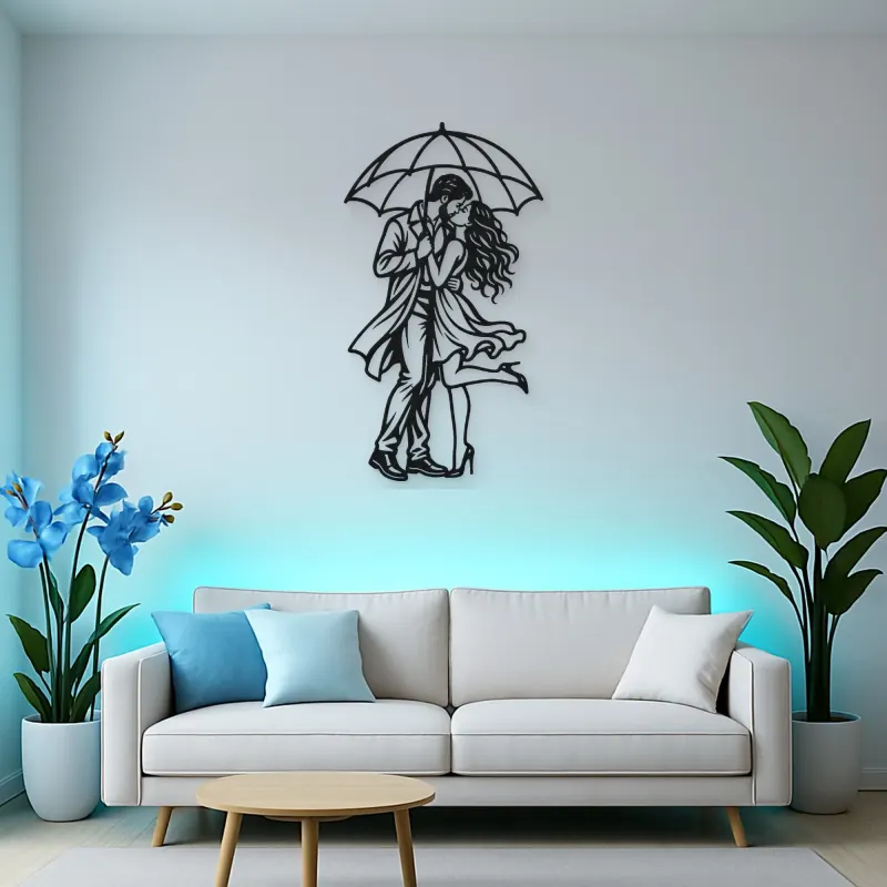 Under One Umbrella Metal Wall Art | Romantic Couple Decor