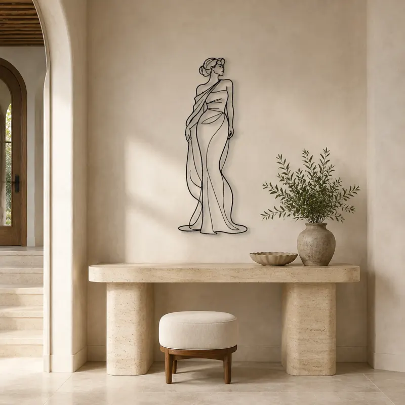 Shoulder Drape Elegance Metal Wall Art | Fashion Figure Wall Decor - lifestyle view 3
