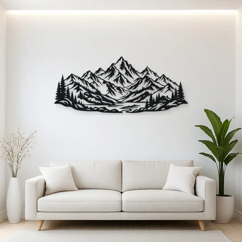 Alpine Crown Metal Wall Art | Nature Silhouette Decor