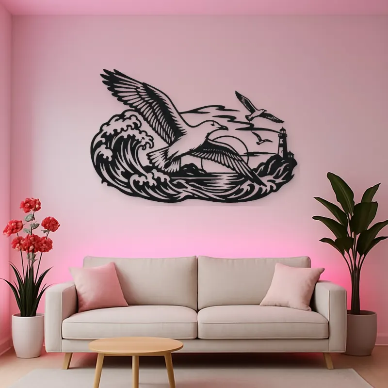 Seagull Wave Flight Metal Wall Art | Coastal and Nautical Wall Decor