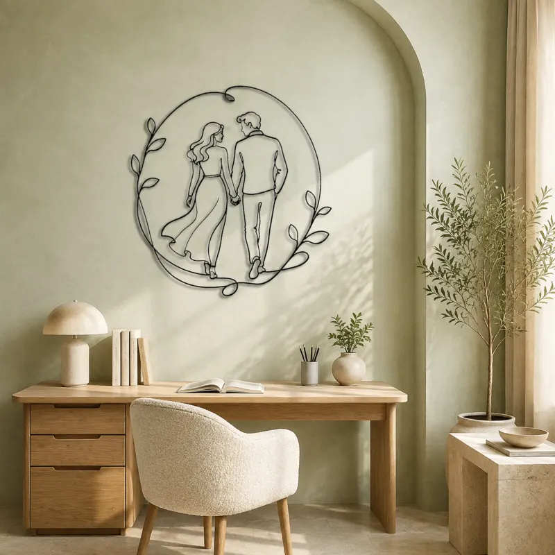 Holding Hands Walk Metal Wall Art | Romantic Couple Decor - lifestyle view 4