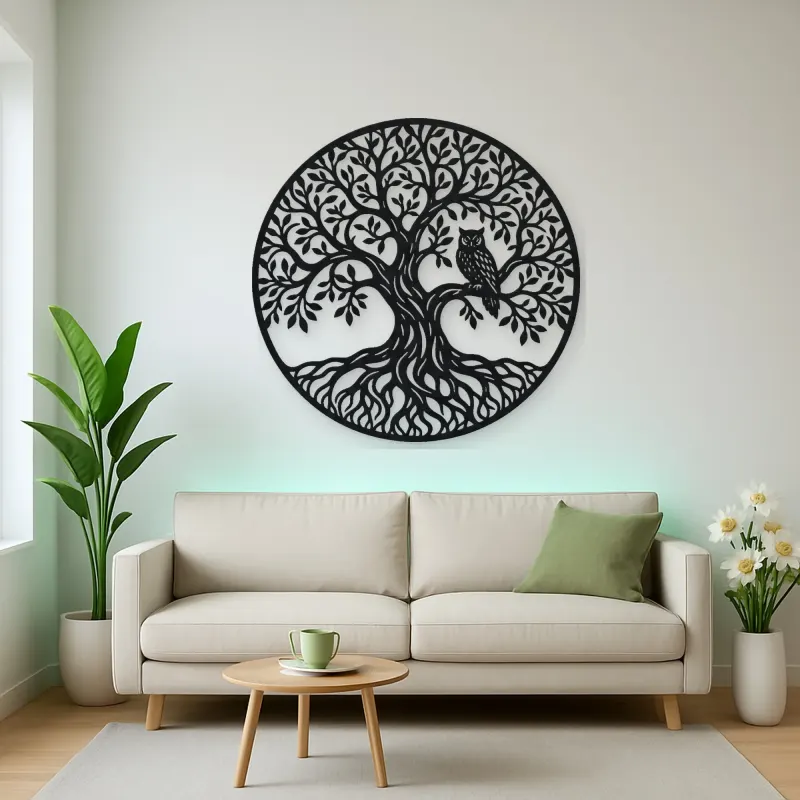 Tree with Owl Metal Wall Art | Wildlife Silhouette Decor