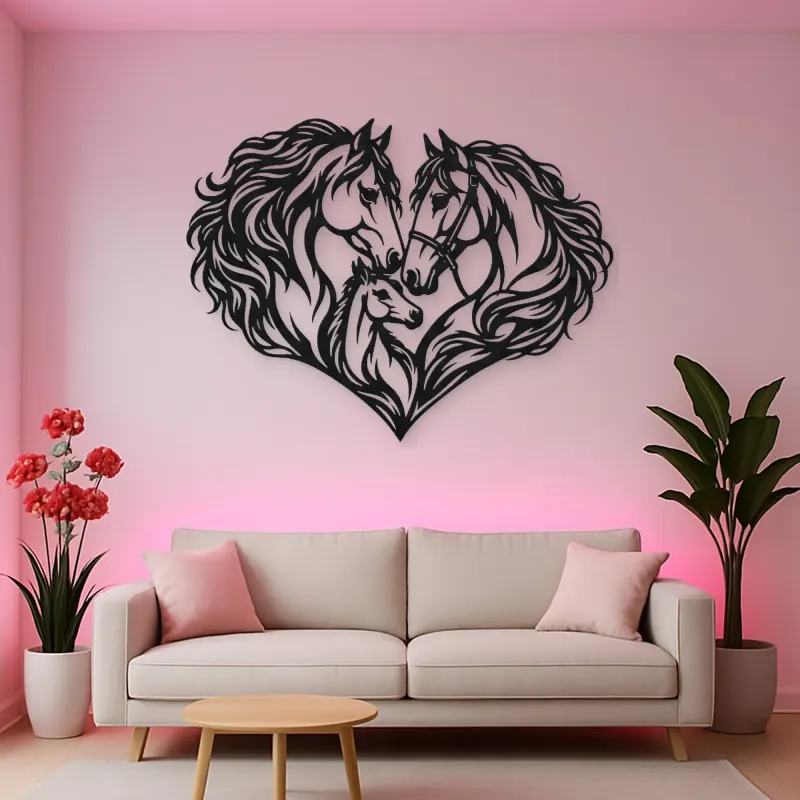 Horse Heart Profiles Metal Wall Art | Equestrian Wall Decor