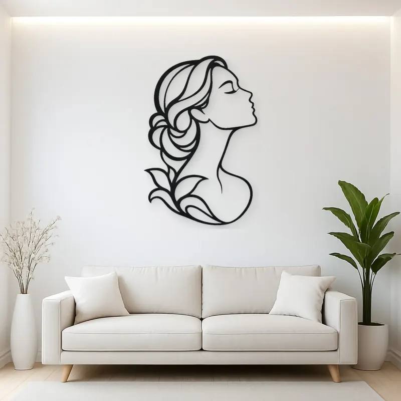 Minimal Beauty Profile Metal Wall Art | Minimalist Woman Line Art