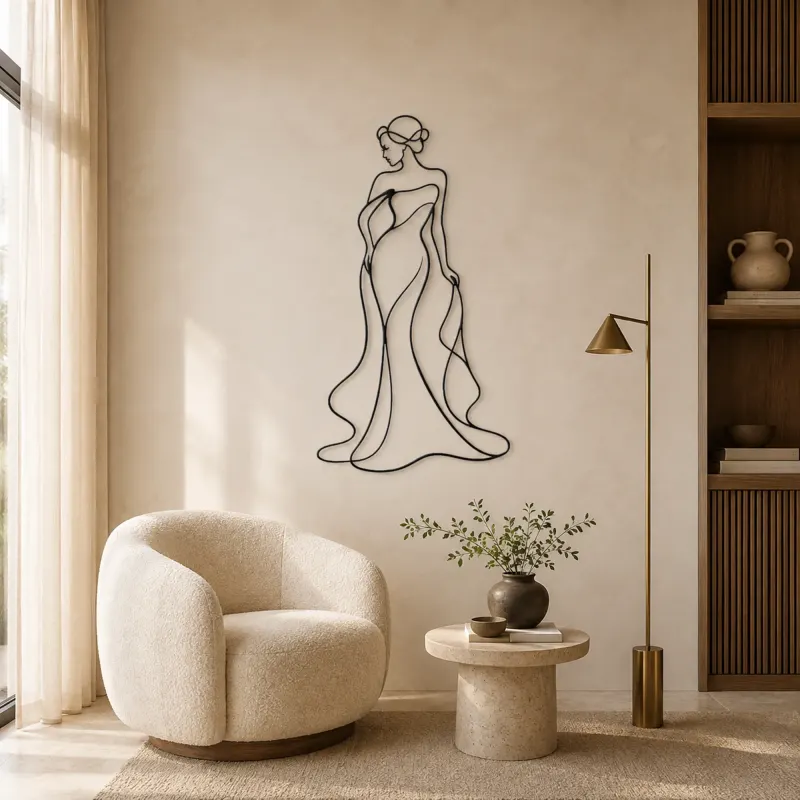 Timeless Feminine Muse Metal Wall Art | Feminine Figure Wall Decor - lifestyle view 5
