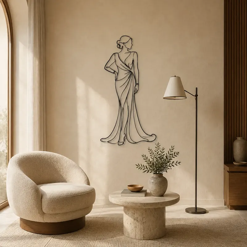 Floor Length Gown Muse Metal Wall Art | Fashion Figure Wall Decor - lifestyle view 5