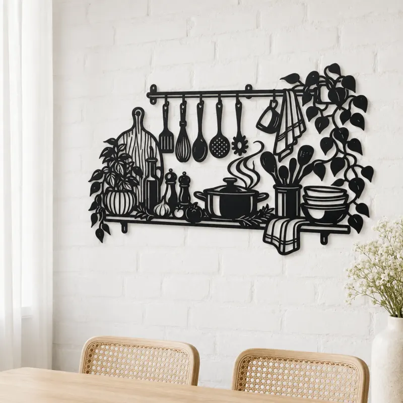 Chef Utensil Flow Metal Wall Art | Cozy Home Metal Decor - lifestyle view 4