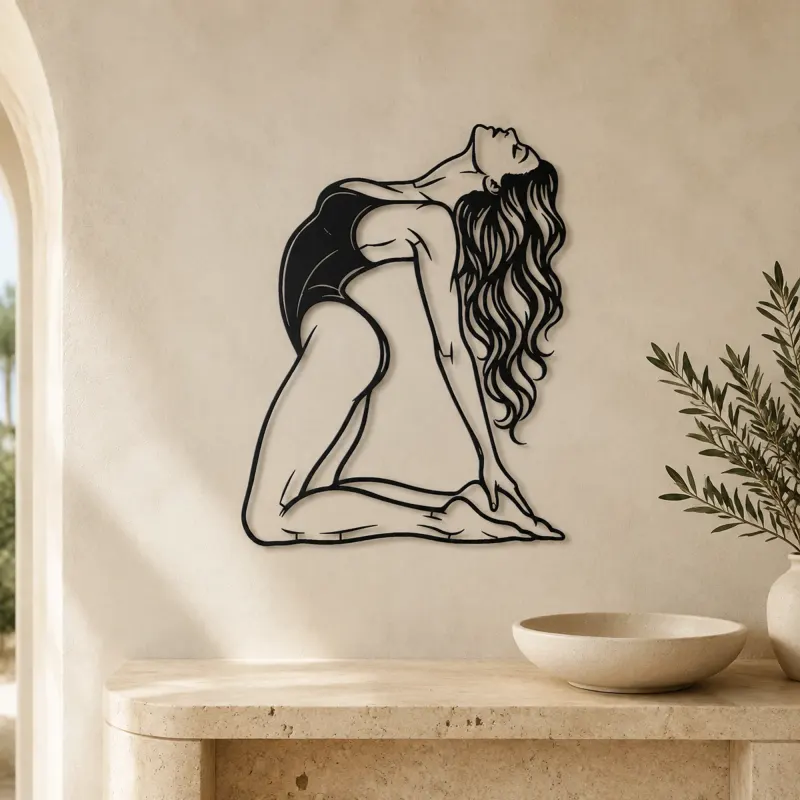 Arched Back Pose Metal Wall Art | Movement Silhouette Decor - lifestyle view 3